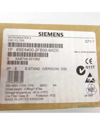 Siemens Micromaster 4 EMC Filter 6SE6400-2FB00-6AD0 SIE