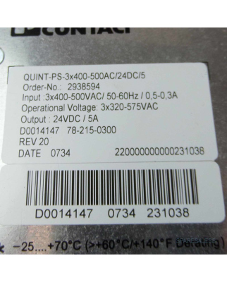 Phoenix Contact Stromversorgung QUINT-PS-3x400-500AC/24DC/5 2938594 GEB