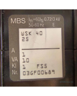 MBS Stromwandler WSK 40 25 0,72/3,0kV 50/60Hz GEB