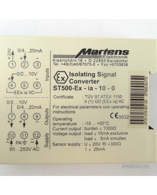 Martens Elektronik Speisetrenner ST500-Ex-ia-10-0 GEB