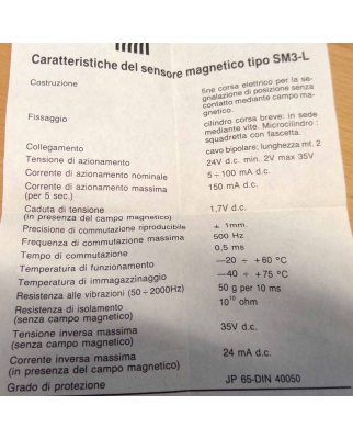 SILMER Magnetsensor SM3-L 24VDC OVP