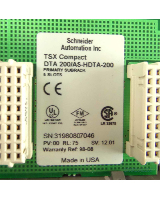 Schneider Automation TSX Compact Primary Subrack DTA200/AS-HDTA-200 GEB