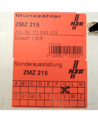NZR Münzautomat ZMZ215 71530172 Einwurf: 1 Euro OVP