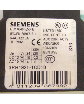 Siemens Hilfschalterblock 3RH1921-1CD10 GEB