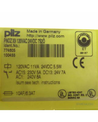 Pilz Not-Aus Schaltgerät PNOZ X9 120VAC/24VDC 7S2Ö 774605 GEB