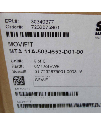 SEW EURODRIVE MOVIFIT Anschlussbox MTA11A-503-I653-D01-00 0,75kW OVP