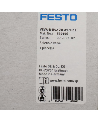 Festo Magnetventil VSVA-B-B52-ZD-A1-1T1L 539156 OVP