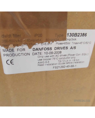 Danfoss dv/dt filter IP00 Type 130B2386 OVP