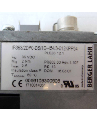 BERGER LAHR Servo-Motor IFS93/2DP0-DS/1D--I54/3-012KPP54 GEB