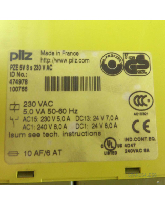 Pilz Sicherheitsschaltgerät PZE 5V 8 S 230V AC...