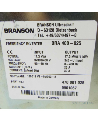 Branson Wechselrichter BRA400-025 470001025 17,3kVA GEB