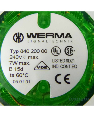 Werma Signaltechnik 84020000 Dauerlichtelement 840 200 00 GN grün B15d 