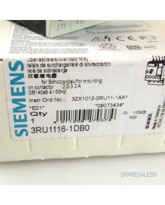 Siemens Überlastrelais 3RU1116-1DB0 OVP