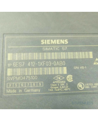 Simatic S7 CPU412-1 6ES7 412-1XF03-0AB0 E:04/V1.1.2 GEB