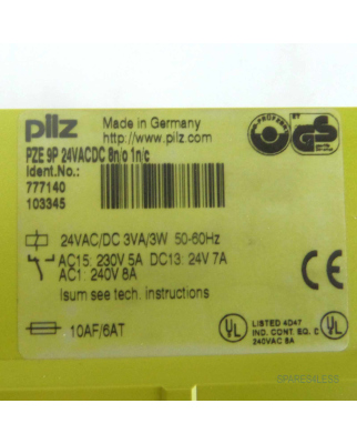 Pilz Sicherheitsschaltgerät PZE 9P 24VACDC 8n/o 1n/c...
