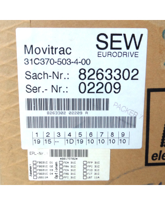 SEW EURODRIVE Frequenzumrichter Movitrac 31C370-503-4-00 8263302 OVP