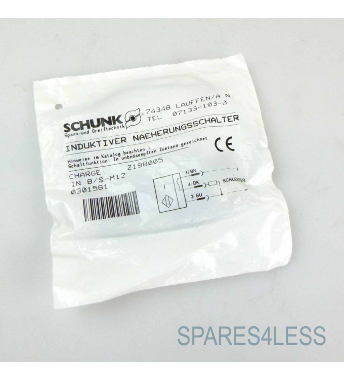 SCHUNK Induktiver Näherungsschalter IN 8/S-M12 0301581 OVP