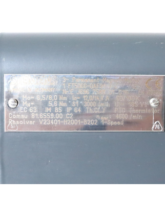Siemens AC VSA Motor 1FT5066-0AF91-9-Z NOV
