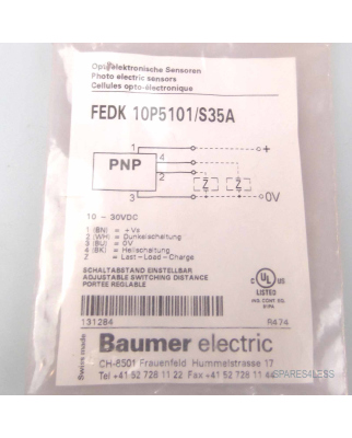Baumer electric Optoelektronischer Sensor FEDK 10P5101/S35A 131284 OVP
