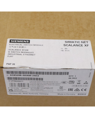 Siemens Scalance Switch XF208 6GK5208-0BA00-2AF2 OVP