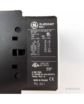 General Electric Hilfsschütz RL4RD040TD 113006 24V OVP