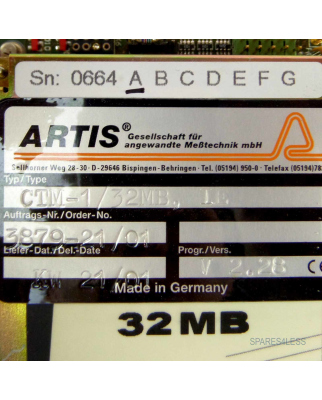 Artis Profibus Control Card CTM-1/32MB,IE Vers.A ISA GEB