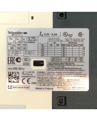 Schneider Electric Motorschutzschalter GV2P03 TeSys-021342 OVP