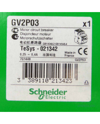 Schneider Electric Motorschutzschalter GV2P03 TeSys-021342 OVP