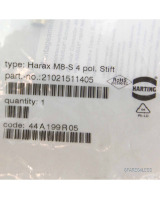 Harting Steckverbinder Harax M8-S 4 pol. Stift 21021511405 OVP