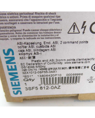 Siemens AS-Interface Gehäuse 3SF5 812-0AZ weiß/schwarz eine Drucktaste OVP