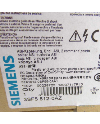 Siemens AS-Interface Gehäuse 3SF5 812-0AZ grün/rot eine Drucktaste OVP