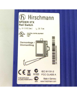Hirschmann Rail Switch Spider 5TX Ethernet 5 Port NOV