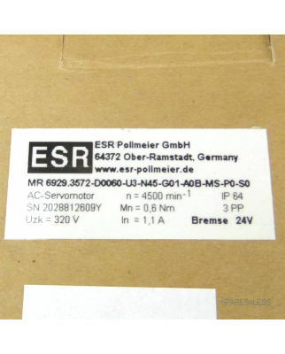 ESR Pollmeier GmbH AC-Servomotor MR 6929.3572-D0060-U3-N45-G01-A0B-MS-P0-S0 OVP