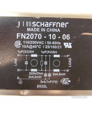 Schaffner Netzfilter FN2070-10-06 110/250V 50/60Hz NOV