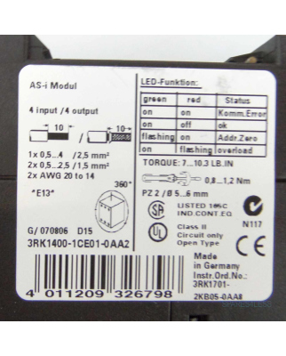 Siemens AS-Interface Modul 3RK1400-1CE01-0AA2 OVP