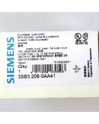 Siemens Drucktaster 3SB3 206-0AA41 OVP