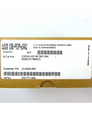 E-T-A Elektronischer Sicherungsautomat ESX10-103-DC24V-10A (4Stk.) OVP