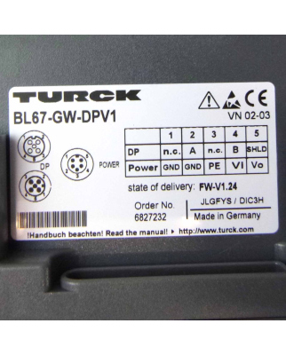 Turck Gateway für das BL67 I/O-System BL67-GW-DPV1 6827232 NOV