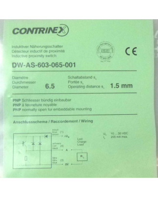 CONTRINEX Induktiver Nährungsschalter DW-AS-603-065-001 OVP