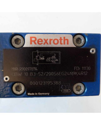 Rexroth Druckbegrenzungsventil DBW 10 B3-52/200S6EG24N9K4R12 R900978114 / HSZ 06/DBW..-52/NBR GEB