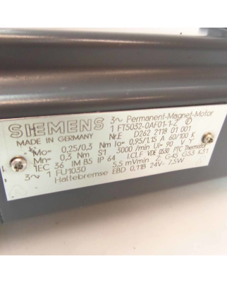 Siemens AC-VSA-Motor 1FT5032-0AF01-1-Z Z=G45+G53+K31 GEB