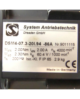 System Antriebstechnik Drehstrom-Motor DSM4-07.3-20I.94-86A GEB