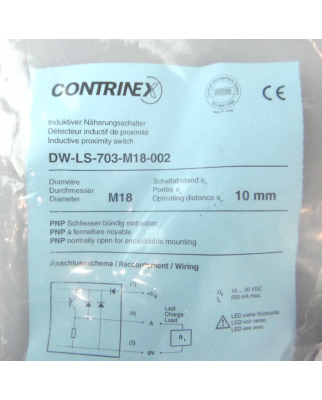 CONTRINEX Induktiver Nährungsschalter DW-LS-703-M18-002 OVP