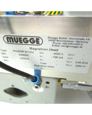 Muegge Magnetron Head PH2000F-211CU 2,45 GHz #K2 NOV