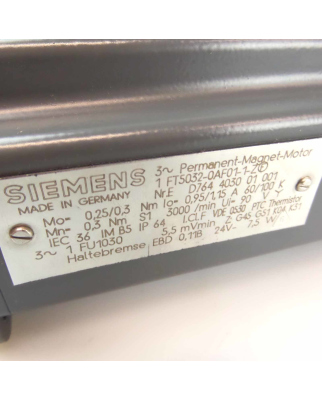 Siemens AC-VSA-Motor 1FT5032-0AF01-1-Z Z=G45+G51+K04+K31 + Stegmann Drehgeber DG60D GEB