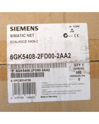 Siemens SCALANCE X408-2 6GK5 408-2FD00-2AA2 SIE