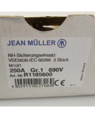 Jean Müller NH-Sicherungseinsatz R1185600 250A Gr.1 690V (3Stk.) OVP