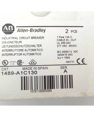 Allen Bradley Leitungsschutzschalter 1489-A1C130 Ser.A (2Stk.) OVP