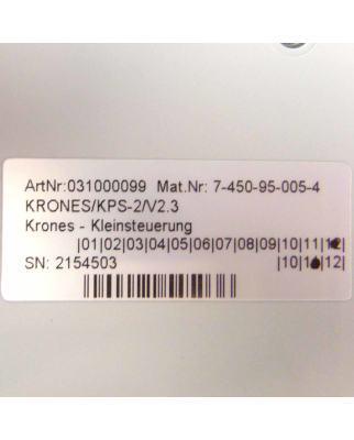 Krones Kleinsteuerung KRONES/KPS-2/V2.3 031000099 7-450-95-005-4 NOV