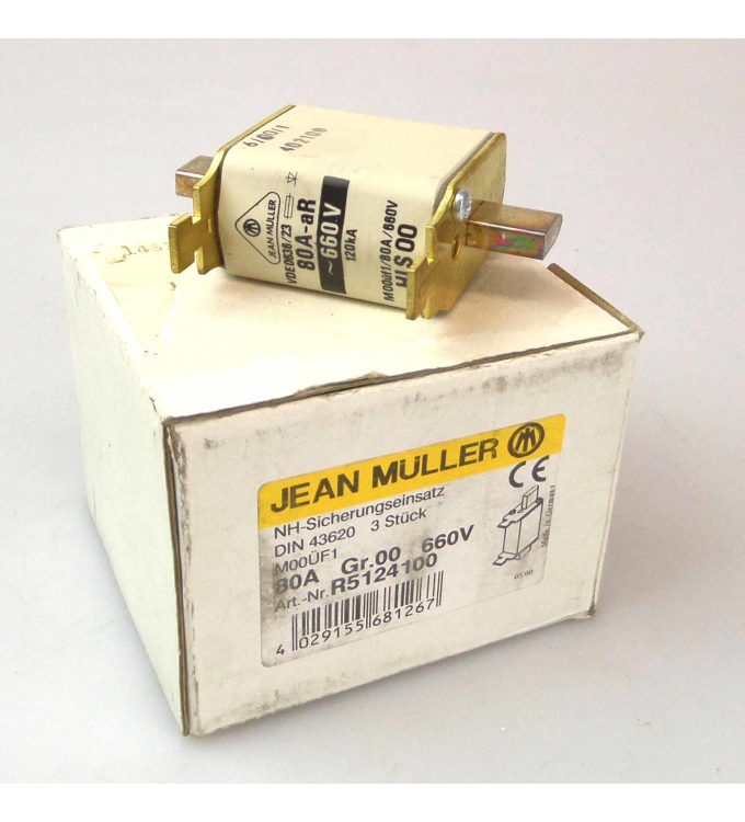 Jean Müller NH-Sicherungseinsatz R5124100 80A Gr.00 660V (3Stk.) OVP